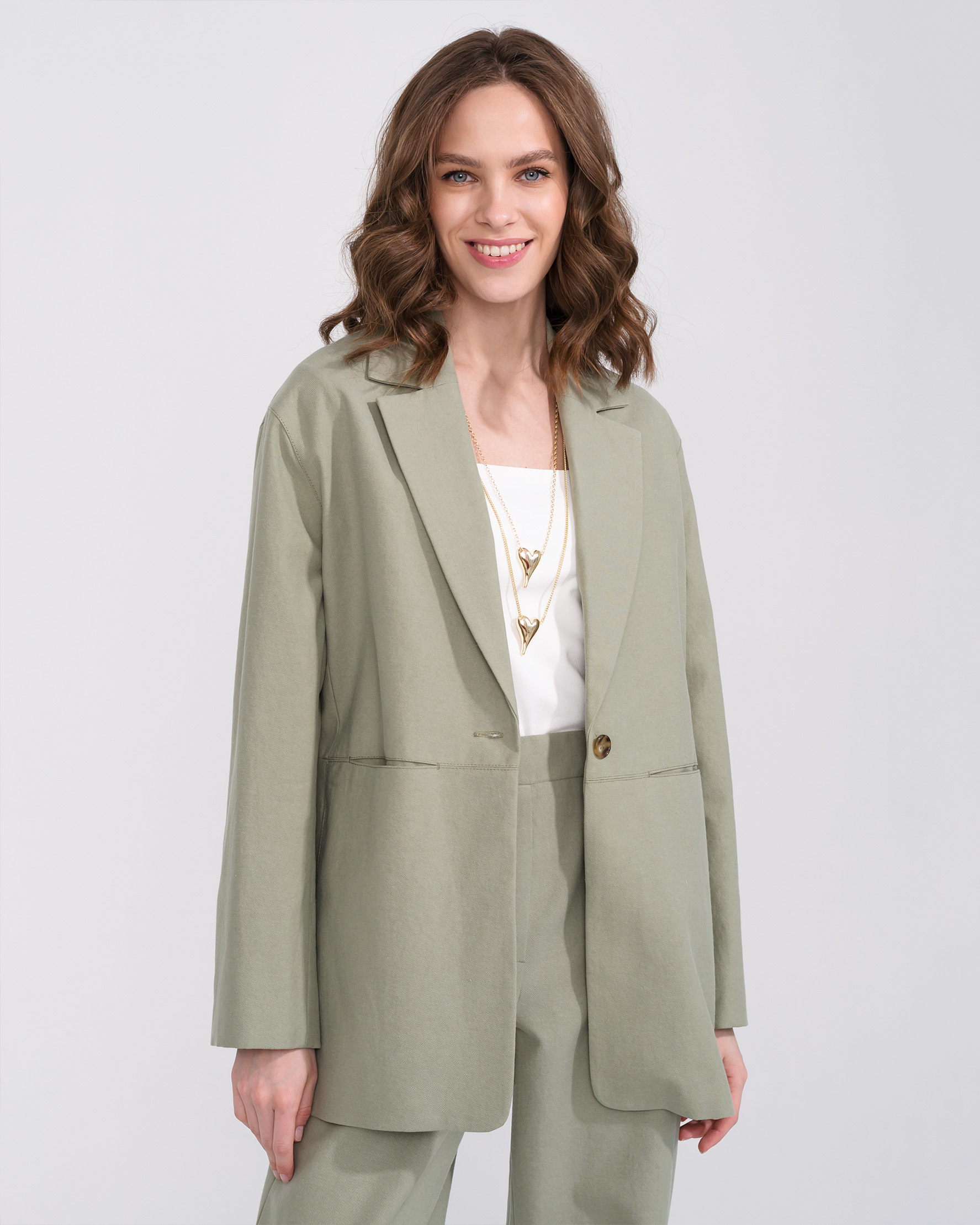 Жакет женский (артикул 12027,  размер 56, 170-112-118, цвет Оливковый, полиэтиленовый пакет)